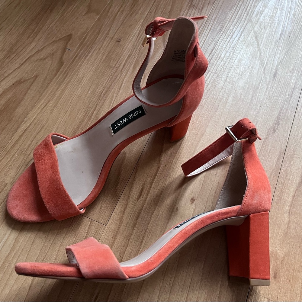 Orange Suede Leather Heels